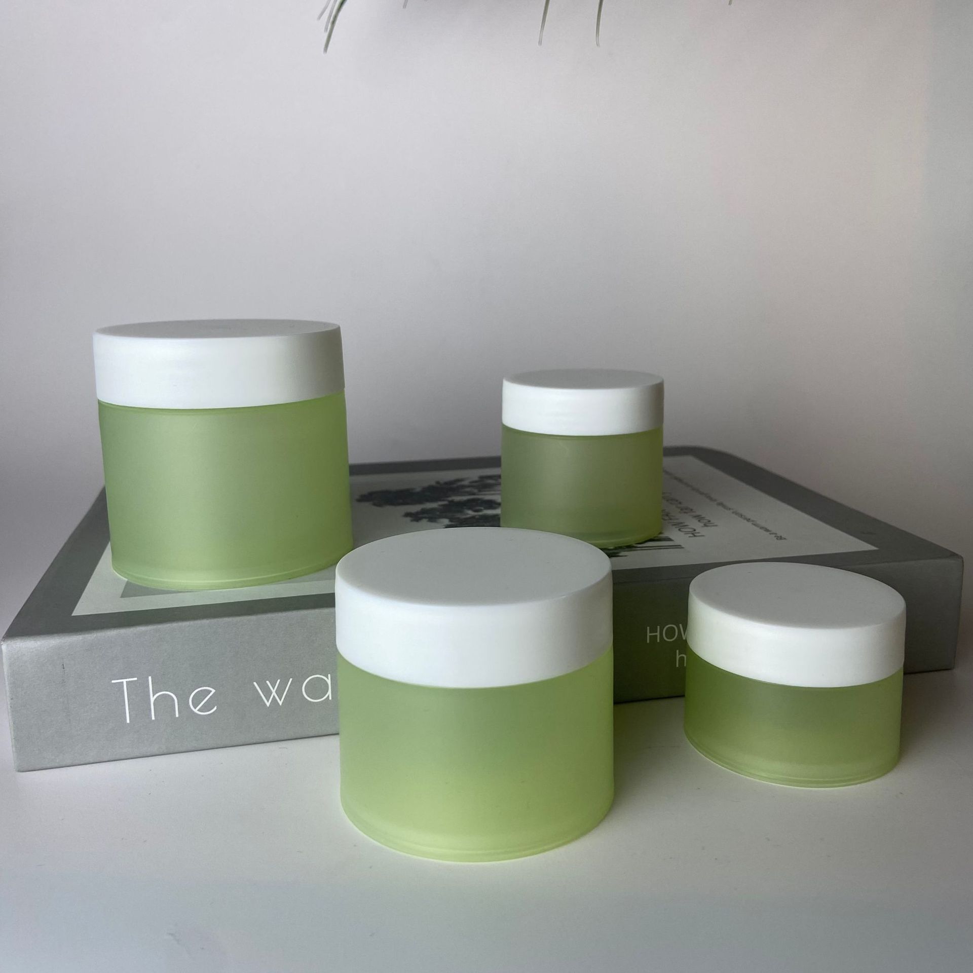 20g 30g 50g 100g green frosted  PP double wall plastic jar with lid for cosmetic cream