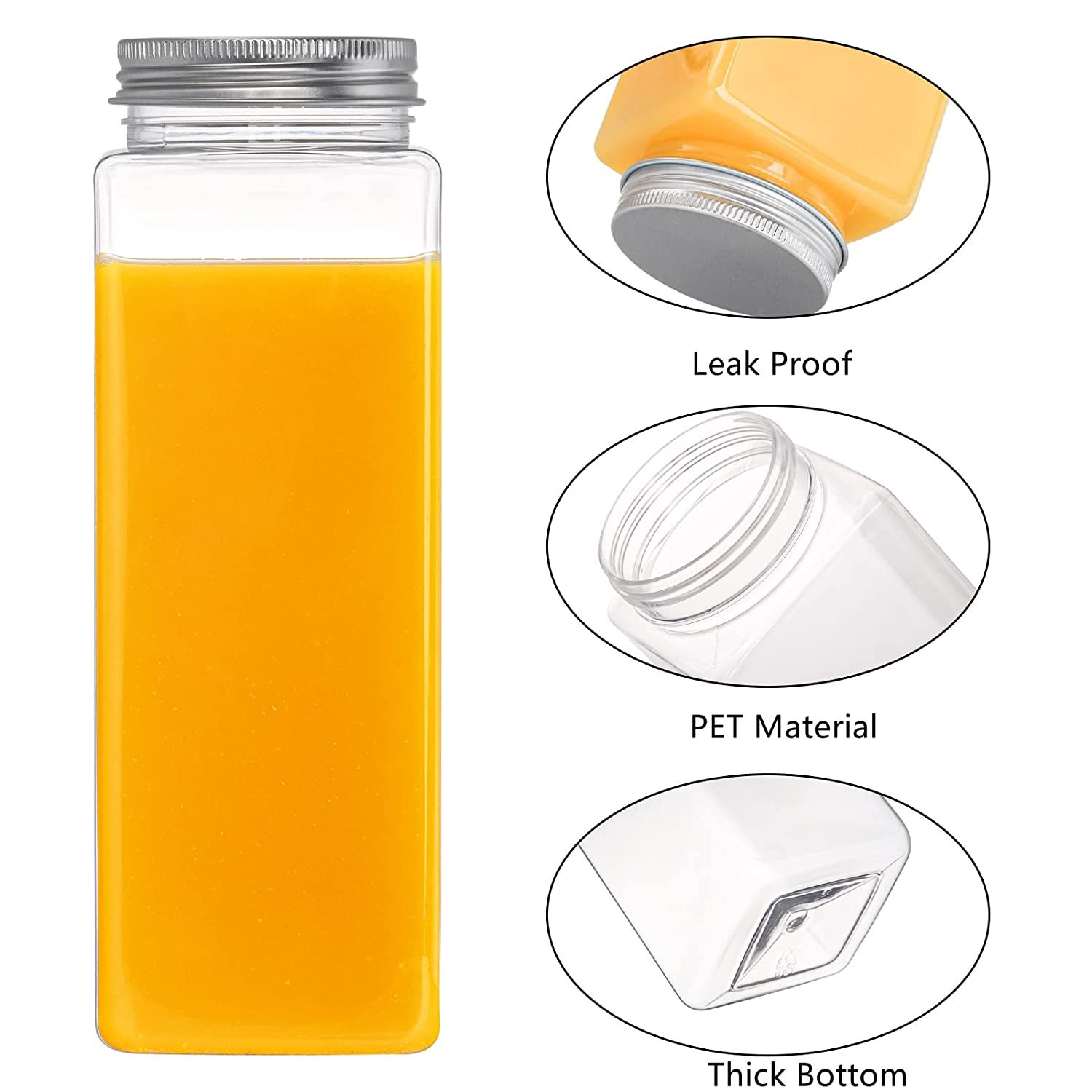 Empty Plastic beverage drinks Bottles with Lid Cap Straw custom Logo label 250ml 500ml 1 liter juice bottle for business