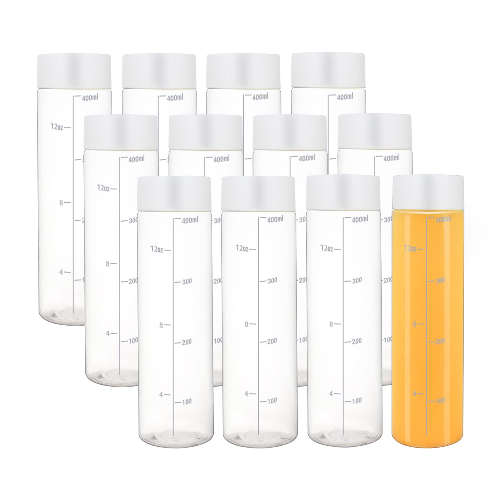 400ML Plastic Empty Sensory Bottles with Lids PET Juice Bottles Reusable Beverage Drink Bottle for Smoothie Water Milk