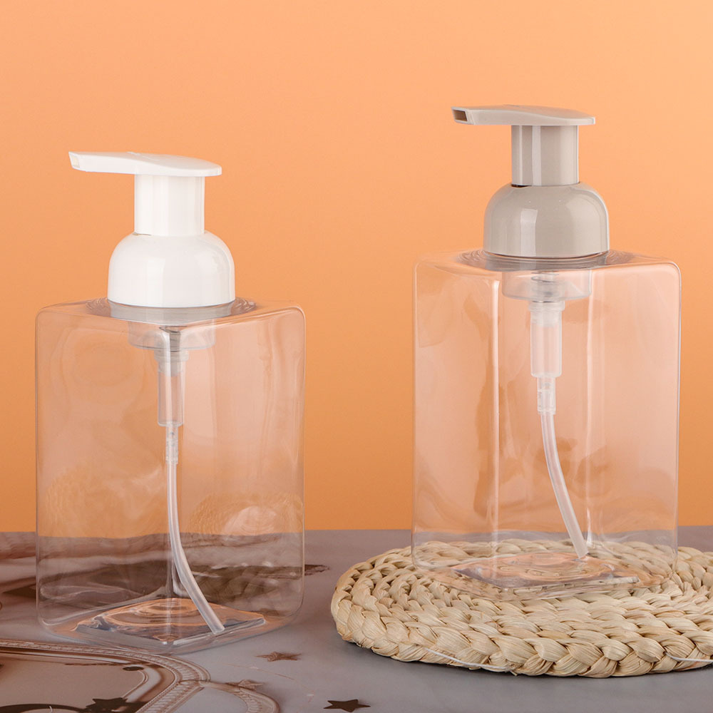 Custom 250ml 500ml Washing Teeth Cleaning Mousse Packaging Cosmetic Dispenser Square Foam Pump PET Bottle