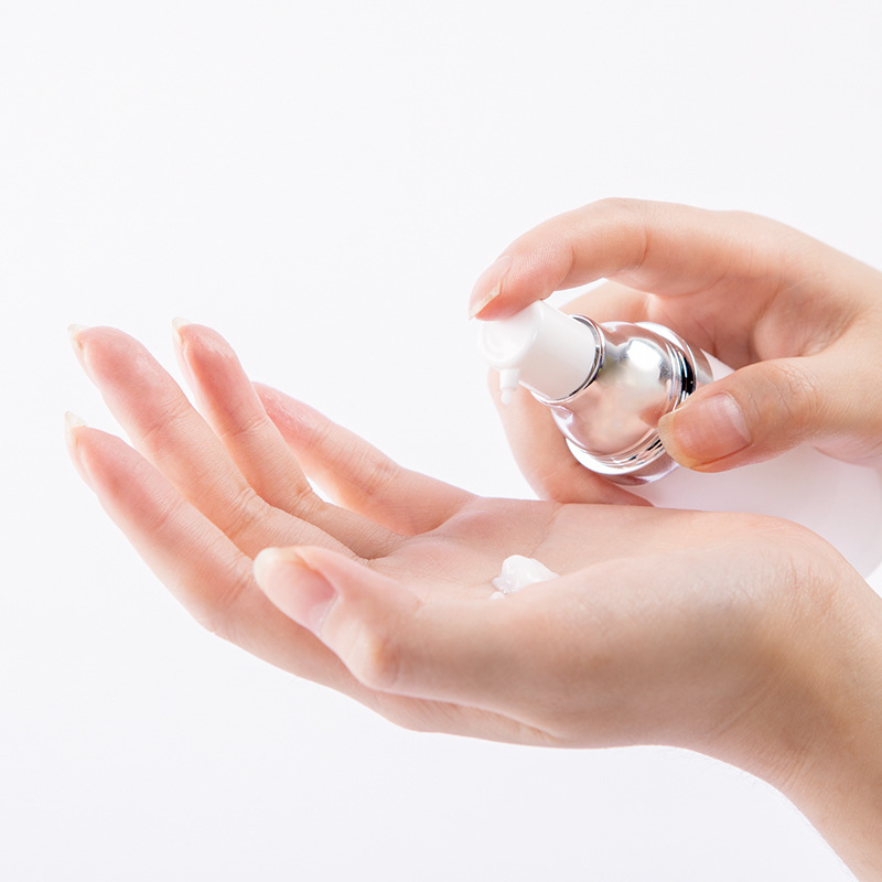 20ml 30ml 50ml airless lotion spray bottle AS PP plastic silver pump press dispenser transparent emulsion essence serum bottle