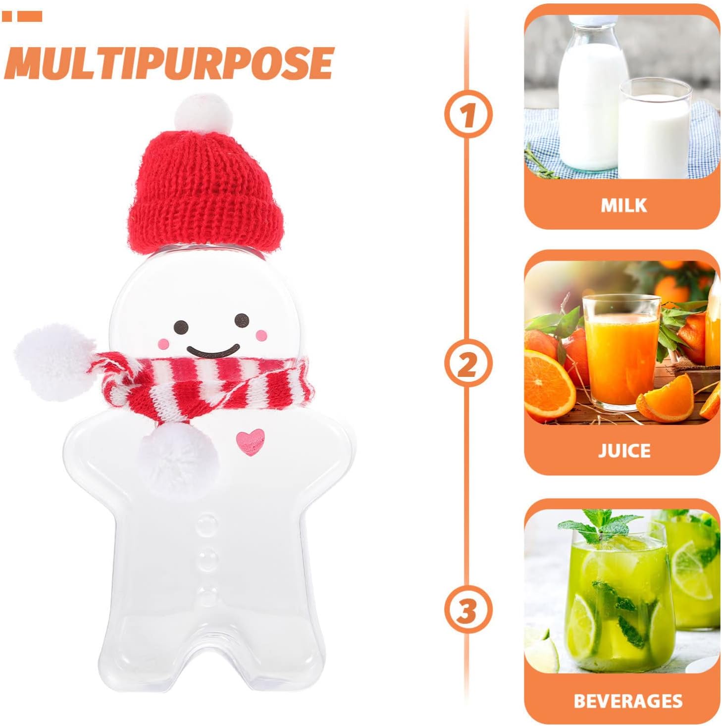 Gingerbread Man Drinking Bottle 300ml 500ml 16oz plastic juice packaging customize snowman bottle and Christmas tree bottle