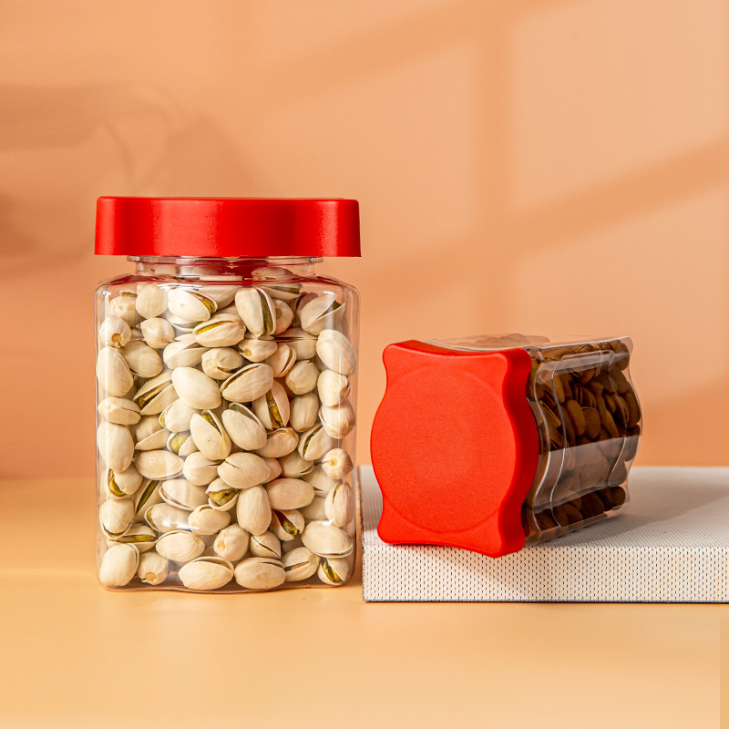 HOT SALE Free Sample 100g 150g 200g 250g Customize Clear Food Reserve PET Plastic Jar Round Square Can Snack Storage Container