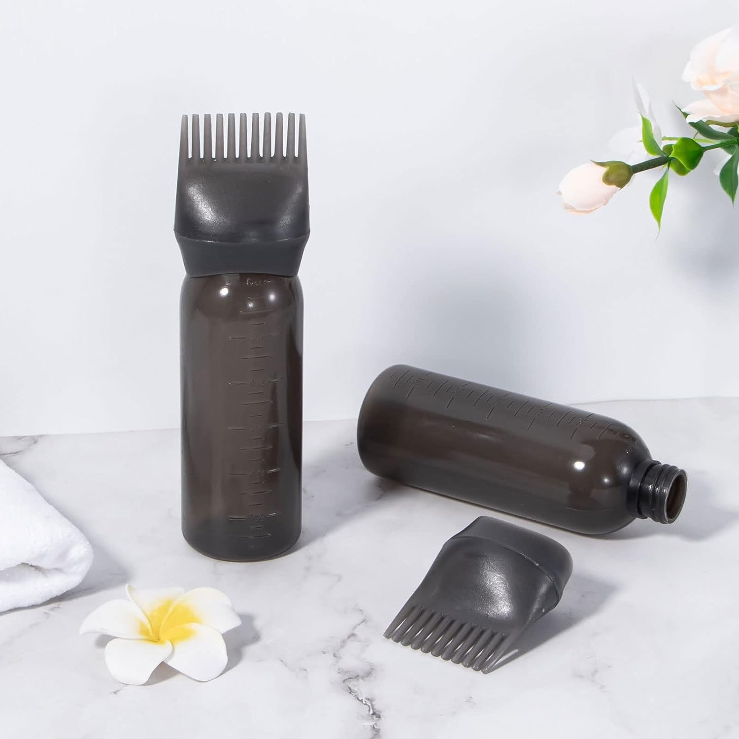 Hot selling salon brush hair tools 120ml 150ml plastic dispensing oil hair dye bottle applicator comb PP PET squeeze bottle