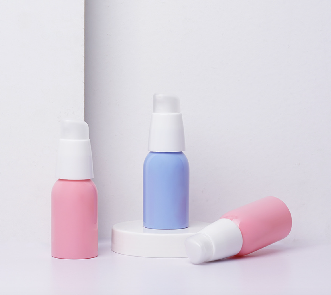 PET Plastic Round shoulder 30ml 1oz Essence Serum bottle Isolation Cream Foundation bottle Press Pump lotion dispenser bottle
