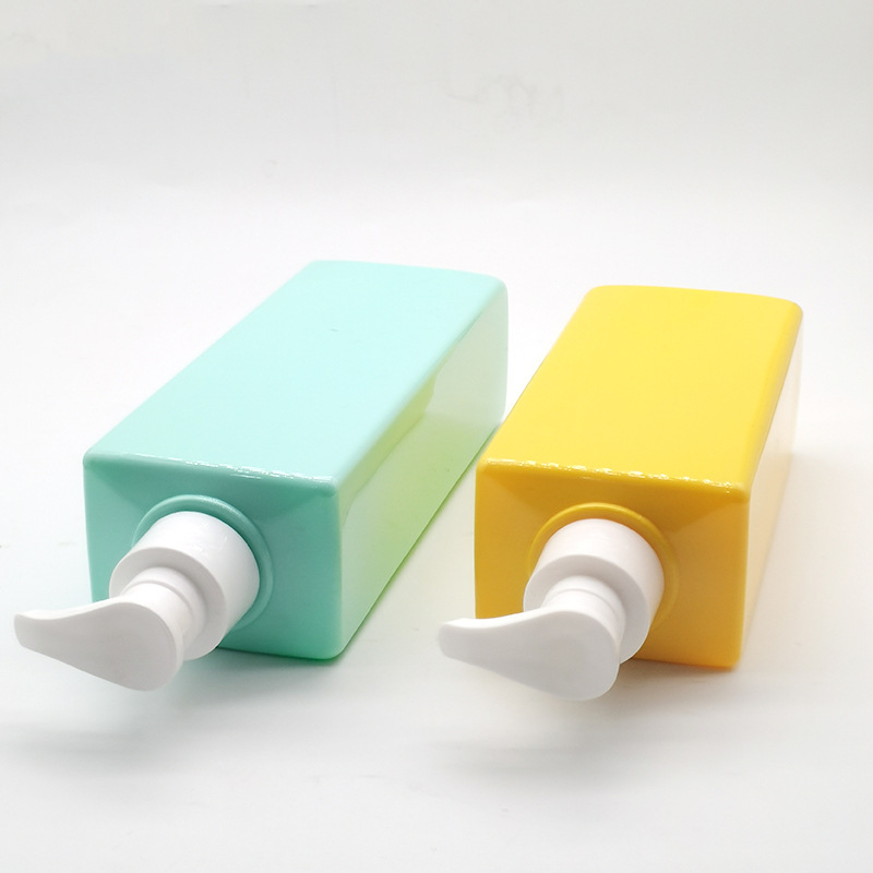 Color 400ml 500ml PET Plastic Square Shampoo Bottle 8oz 16oz Press Pump Body Wash Shower Gel Lotion Hand Sanitizer Dispenser