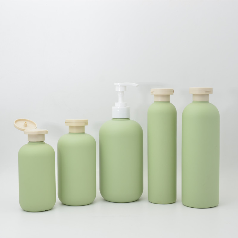 Custom Luxury 200ml 260ml 300ml 400ml 500ml Plush Body Cream Soap Lotion Matte Green Empty Soft Touch HDPE Lash Shampoo Bottle