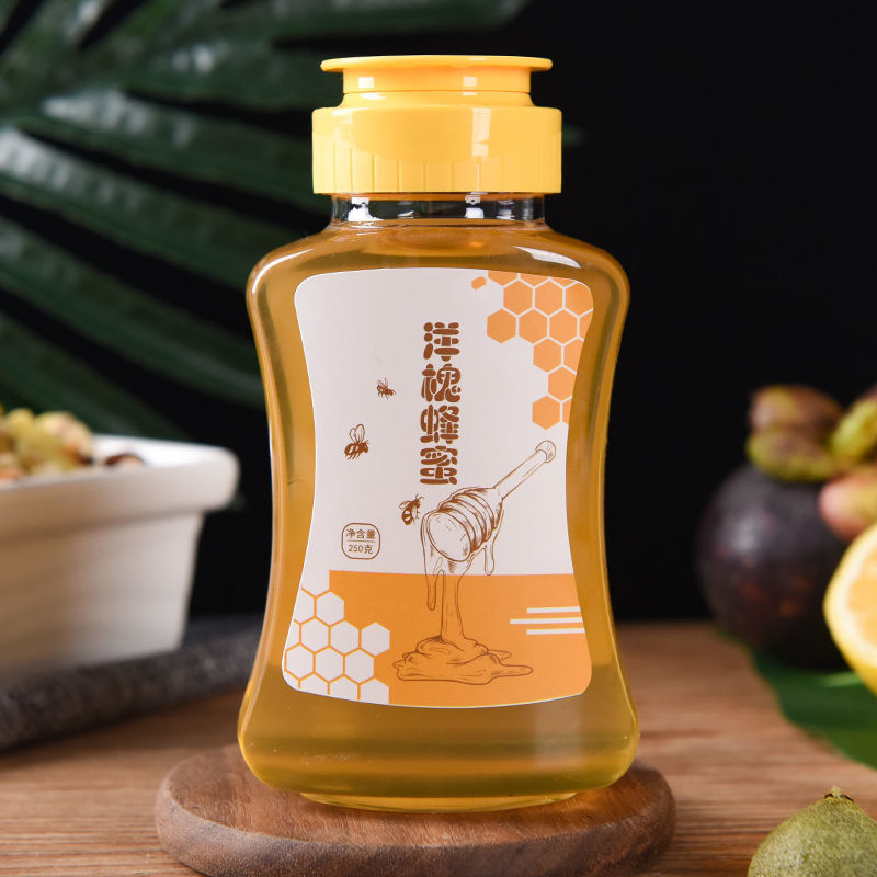 BPA Free Food Safe customize Honey Jar Ketchup BBQ Sauce Bottles 200ml 12oz  Plastic Squeeze Bottle with with Silicone valve lid