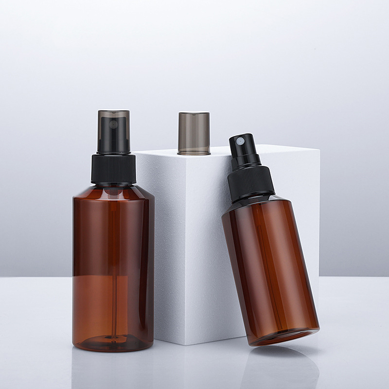 Matte Clear Green Screw Cap Boston Round Bottle for Essential Oil 100ml 150ml 200ml Recyclable Black Toner Bottles for skincare