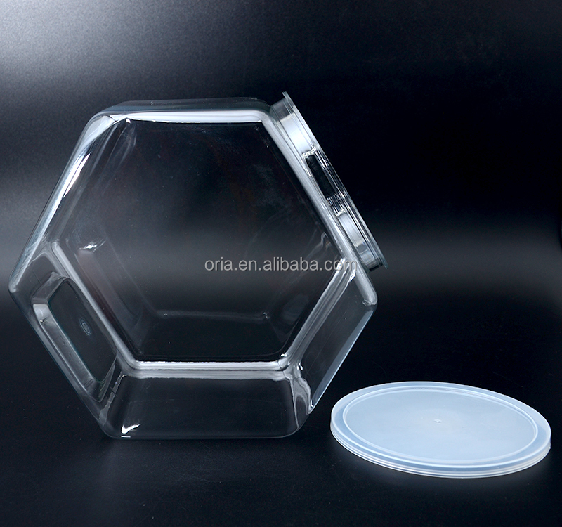 Food Grade Empty 380ml 500ml Clear Hexagon plastic jar Honey butter Dispenser For Home Storage Kitchen bottle