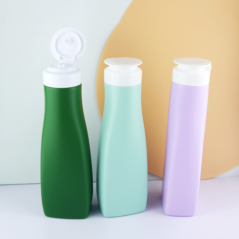 300ml 500ml PE Plastic Flat Square Shampoo Squeeze Bottle Set Flip Cap 10oz 16oz Conditioner Shower Gel Lotion Squeeze Bottle