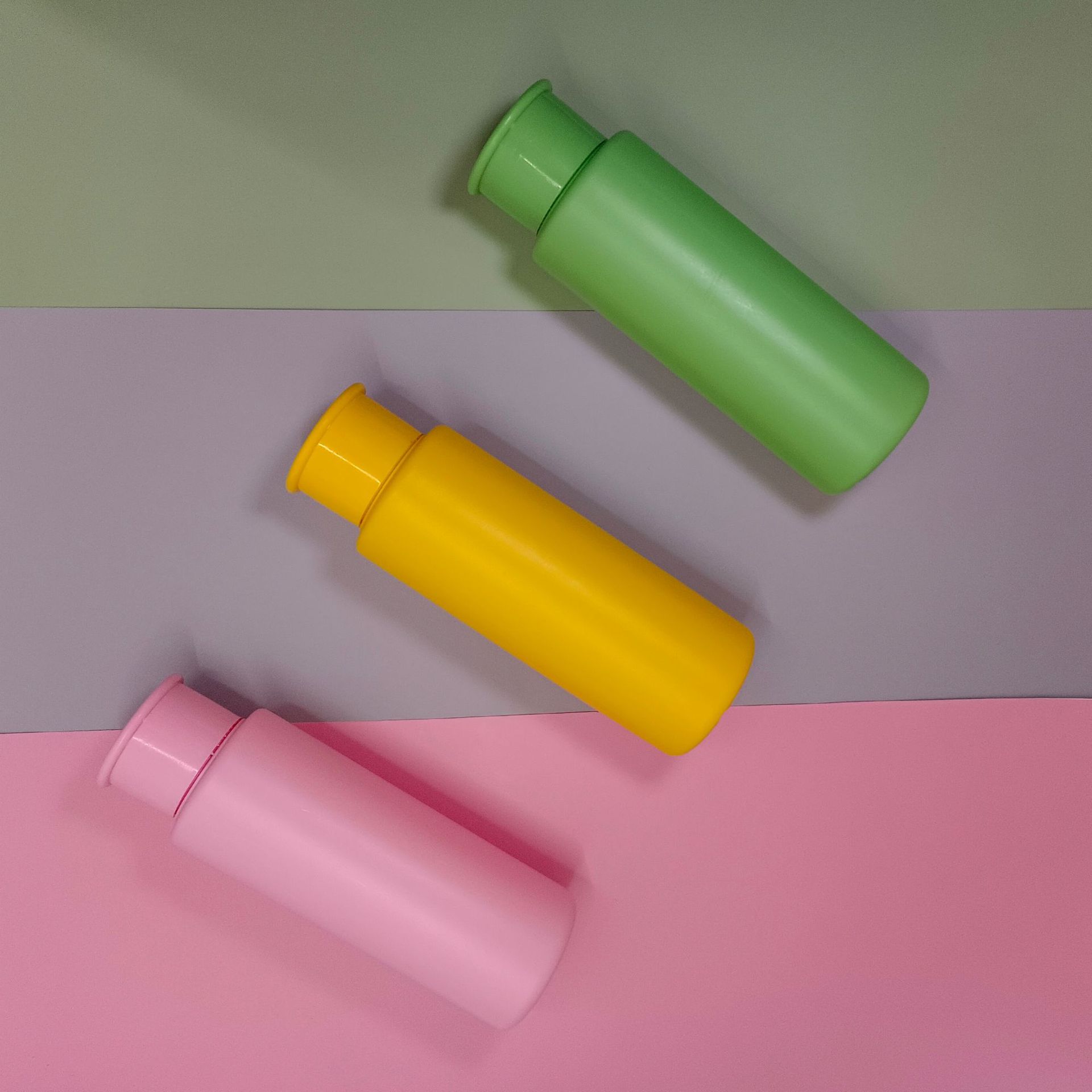 Short Cylinder Soft Touch Pink Frosted 250ml 300ml Shampoo and Conditioner Body Wash Lotion HDPE Easily Squeeze Colorful Bottle