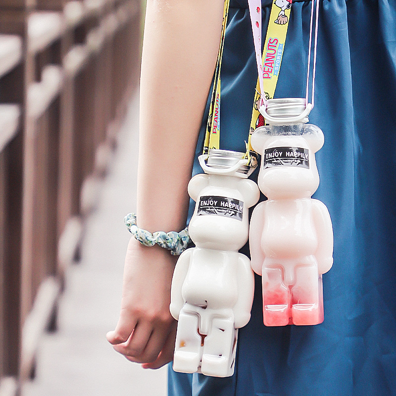 400ml 500ml 700ml Bear Bottle Drink Cold Drinks Fresh Juice Beverage PET Milk Bottle Animal Drink Milk Container with Cap
