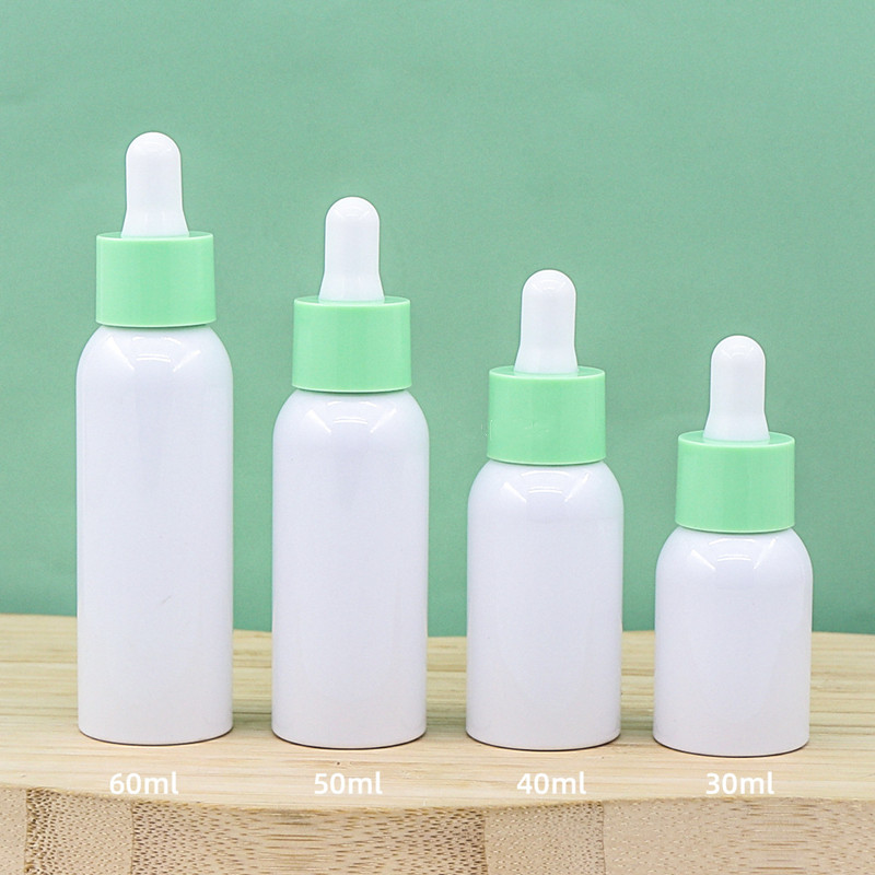 10ml 15ml 30ml 50ml 100ml Green Plastic Serum Bottle with Dropper for Hair Oil Packaging Applicator Essential Oil Bottle Luxury