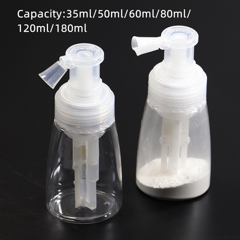 Plastic Baby Body Talcum Powder Spray Bottle 35ml 50ml 60ml 80ml 120ml 180ml Empty Glitter Dry Barber Hair Powder Spray Bottle