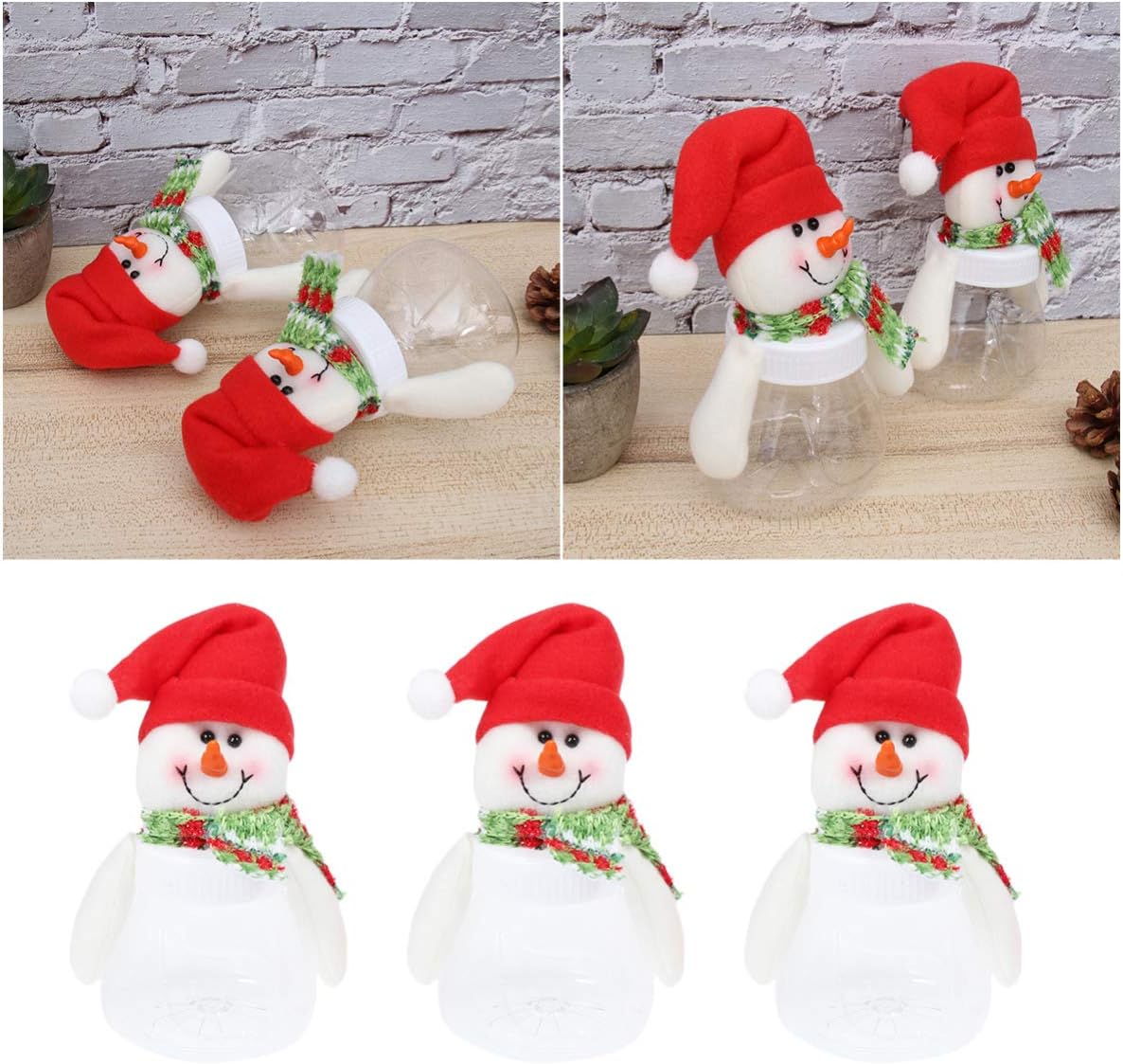 Cute Christmas Candy Jar 100ml 200ml 300ml  Santa Snowman Plush Decoration Mini Bottle Plastic Juice Snack Can Christmas Gift
