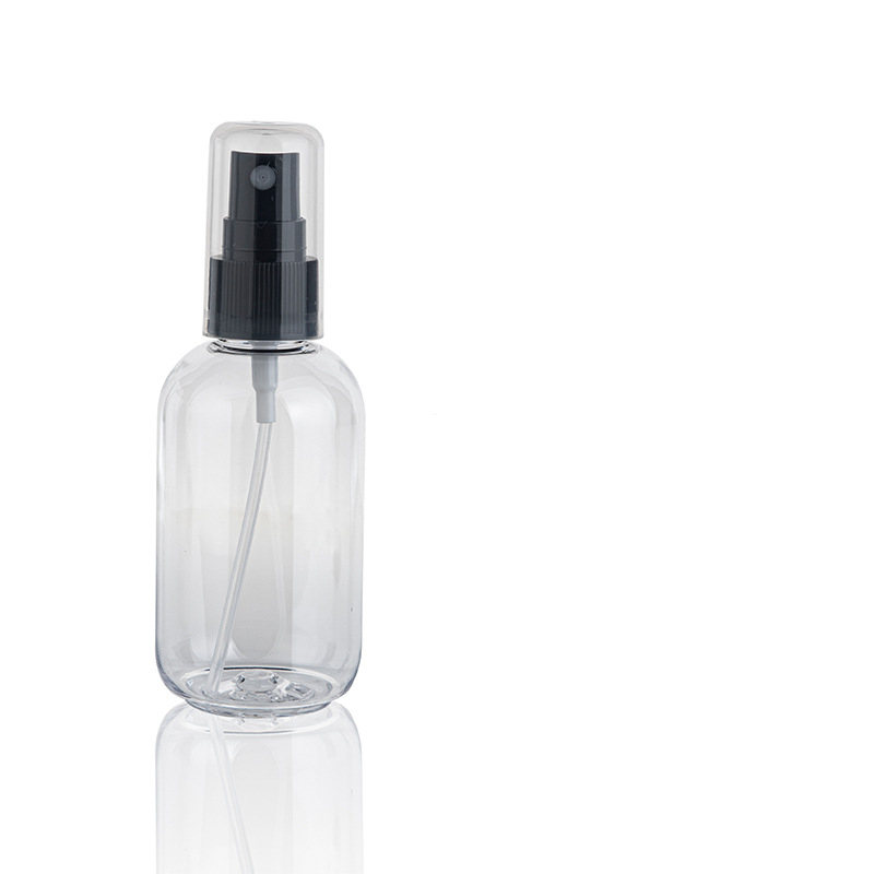 Full Cover 50ml 80ml 100ml 120ml 150ml Round PET Plastic Spray Bottle Perfume Fragrance Sanitizer Alcohol Pump Spray Bottle