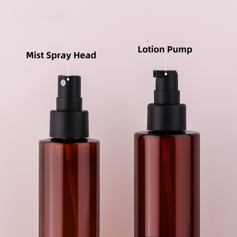 Custom Hair Dark Amber Spray Bottle Perfume 100ml 150ml 200ml Plastic Matte Black Makeup Setting Frosted Spray Bottle Fine Mist