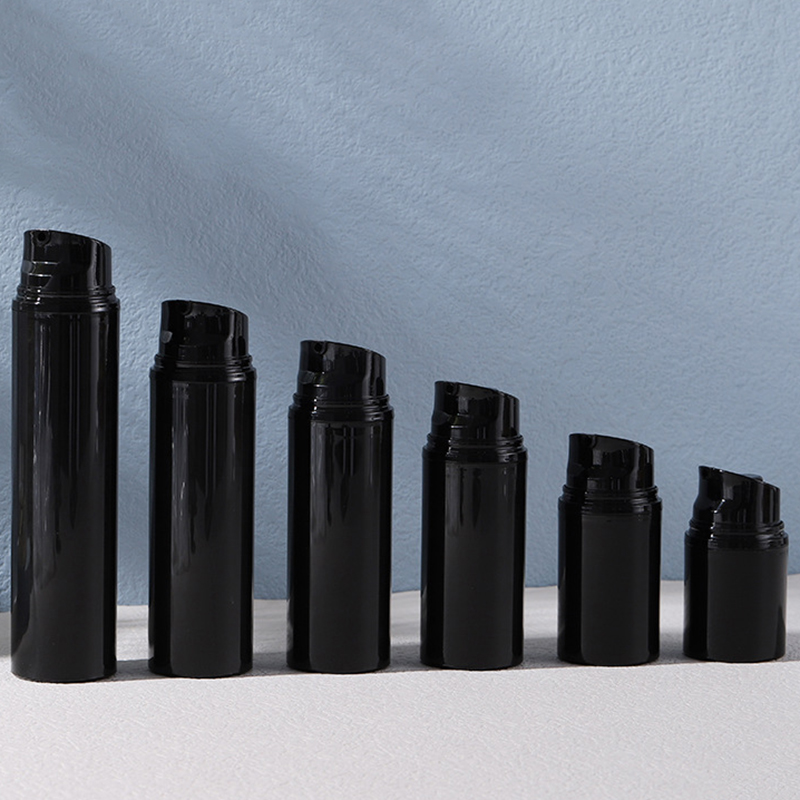 Custom Lotion Bottle PP 30ml 50ml 100ml Matte Black Vacuum Dispenser Airless Foam Bottle With Colored Pump for Sunscreen Cream