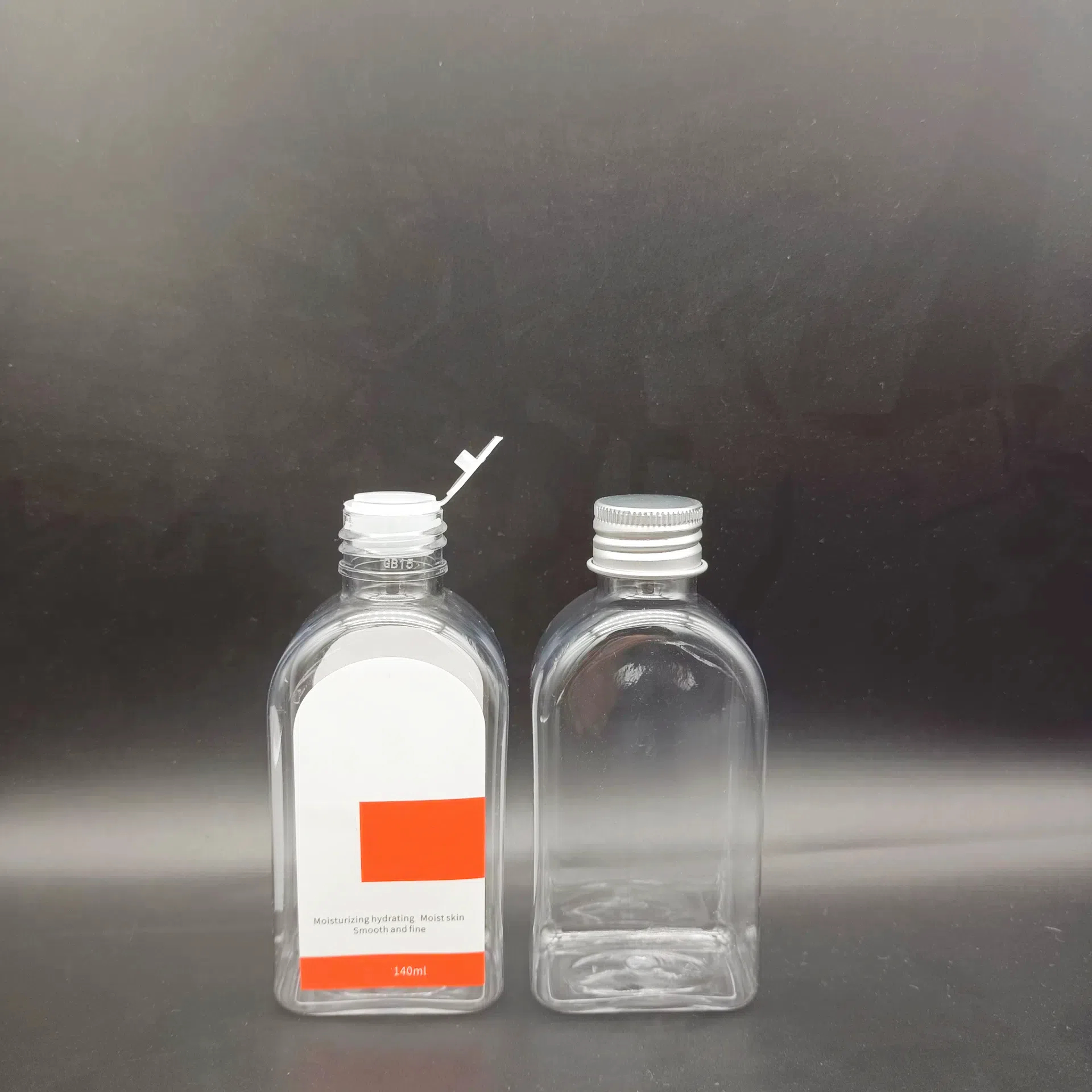 Custom Label Flat Square PET Plastic Skin Care Glycerin Bottle Aluminum Cap Nese Clear Essential Oil Packaging Bottle 120ml 4oz