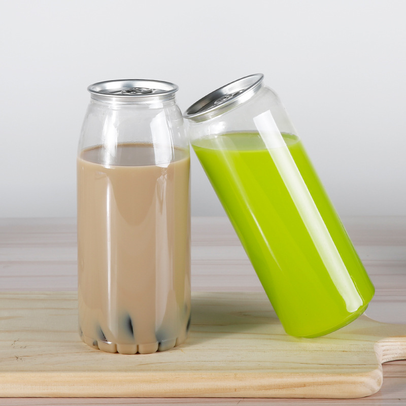 Custom package 330ml 500ml 700ml PET PP Soft Drink Can Empty Plastic Clear Soda Beverage Can with smart filling machine