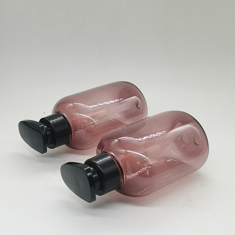 250ml 300ml 350ml 500ml Round Plastic Clear Purple Pink Shampoo Bottle Pump Customize Body Wash Bottles Lotion Cream Packaging