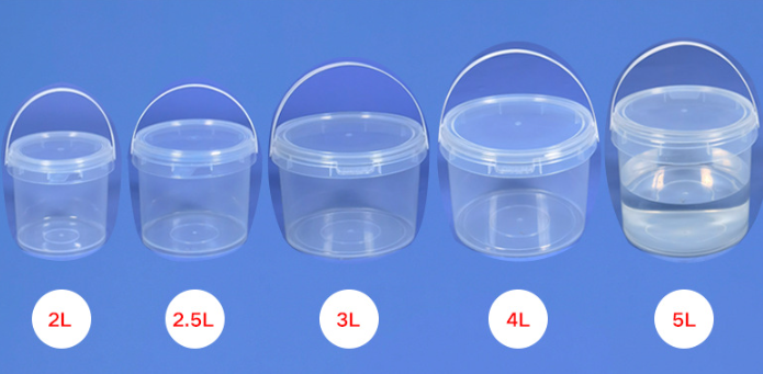 24oz 32oz Empty plastic bucket bottle PP cup Fruits Container PP Clear Bucket Cups With Lid Handle