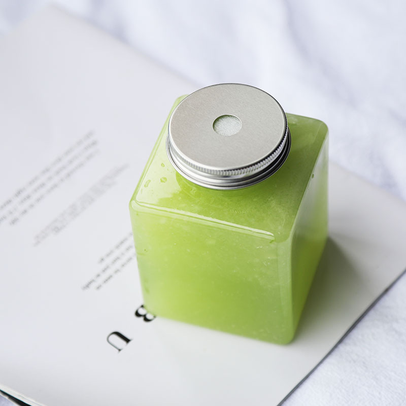 Custom 500ml Empty PET plastic square jar with aluminum lid for snack in stocks square Juicer bottle