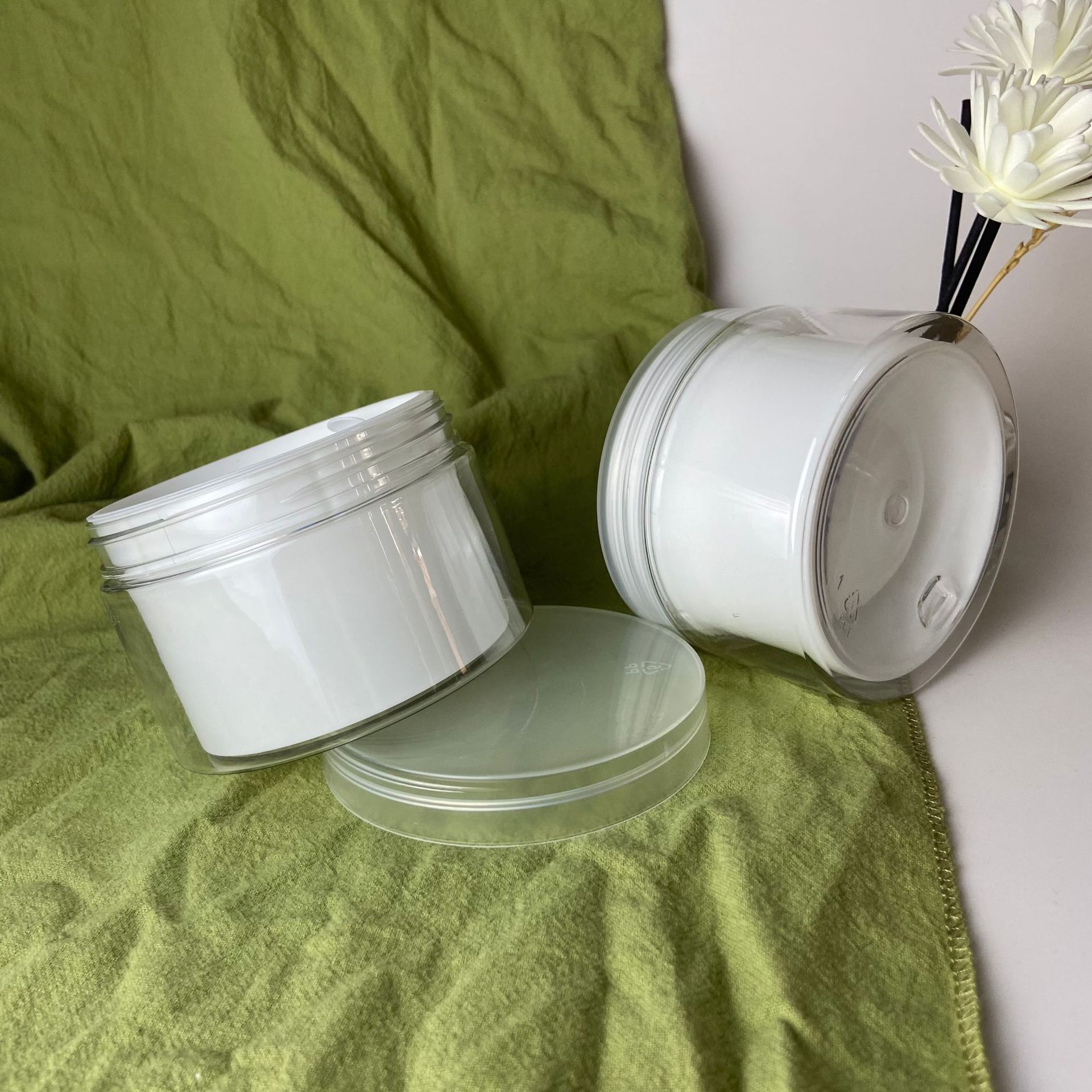 150g 200g transparent Empty Wide Mouth Empty PET Plastic Cosmetic Jars Skin Care Face Mask Container