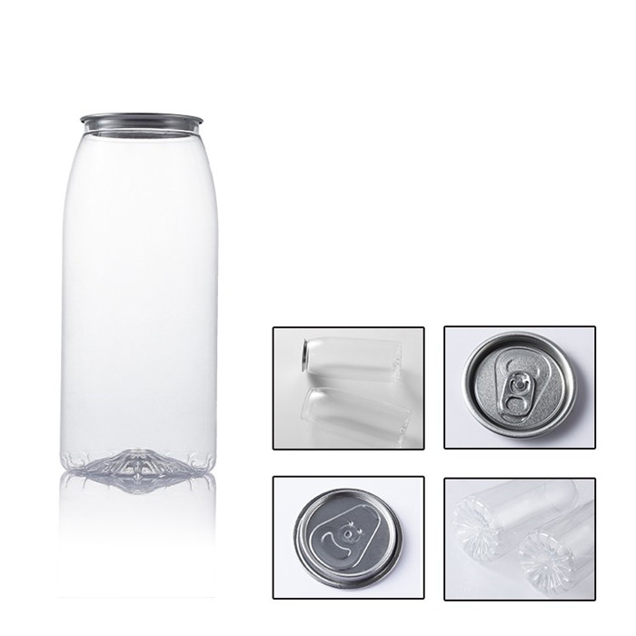 Custom 250ml 330ml 500ml 650ml Pet Clear Juice Coffee soda Can With Easy Open End Beverage Can Plastic Pop Cans