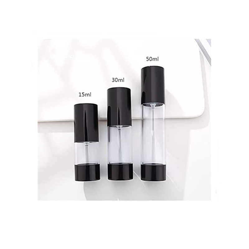 15ML 30ML 50ML Empty Black Airless Lotion Cream Pump Plastic Container Cosmetic Bottle Dispenser Travel Refillable Containers