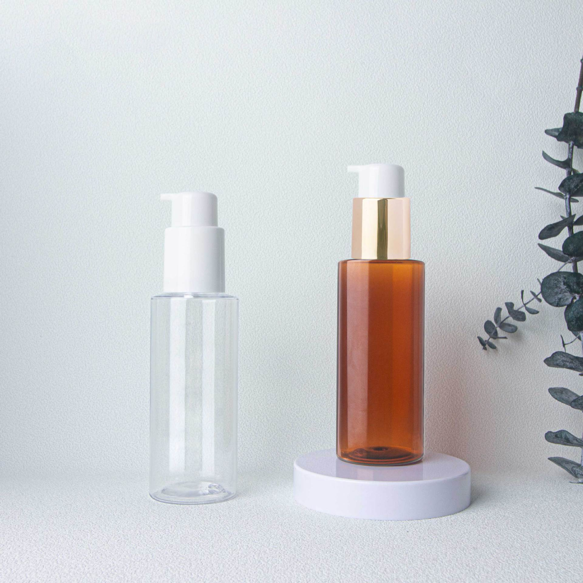 80ml 100ml 120ml Essence Serum Sunscreen Setting Lotion Bottle Transparent Flat Shoulder Cosmetic PET plastic dispenser bottle