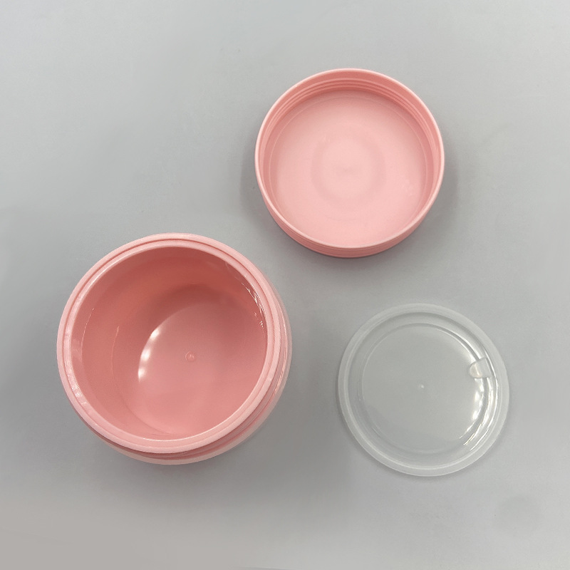 Matte Clear Pink Jar Cosmetic 80ml 100ml 150ml Cylinder Double Wall PP Plastic Skin Care Cream Jar Cleansing Balm Lotion Jar