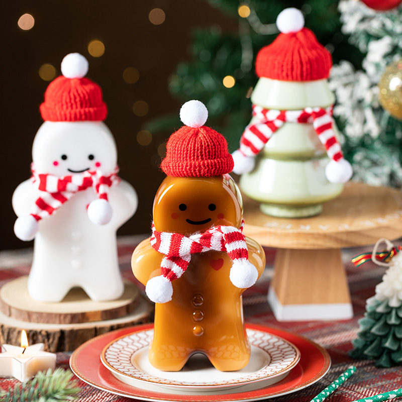 500ml Christmas Gingerbread Man Disposable Mineral Water Bottle Juice Beverage Plastic Bottle