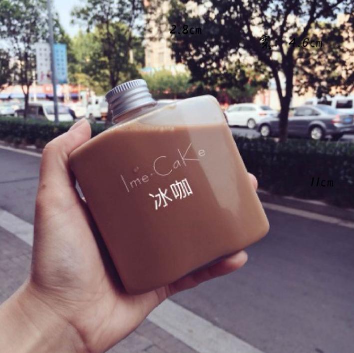 250ml 500ml Clear Plastic Liquor Wine Bottle Iced Coffee Juice Milk Fruit Tea Boba Drinks Beverage Jars With Aluminum Lids
