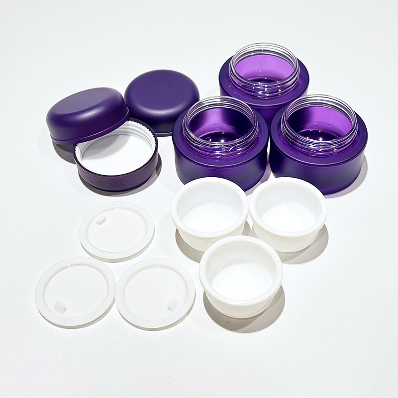 Customize luxury Empty Plastic Cream Jar Purple Frosted Face Facial Mudpack Pots Body Butter 10g 15g Cosmetic Plastic Jar