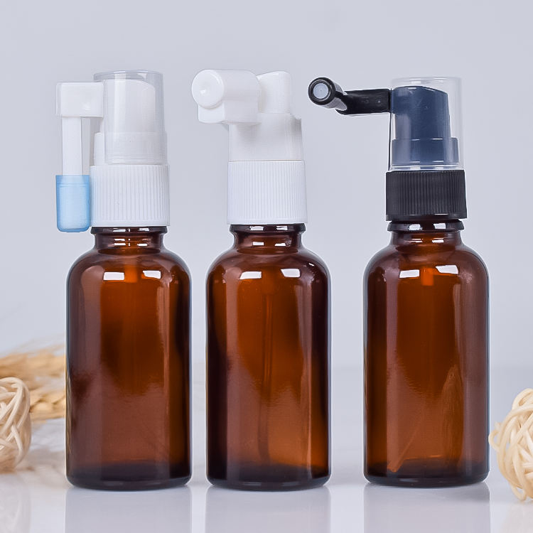 hdpe amber Empty pharmaceutical oral nasal throat mist spray bottle with long nozzle