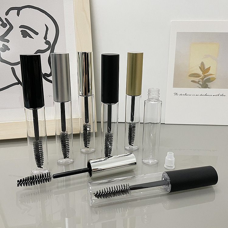 10ml Clear round bottle Plastic Mascara Bottle Mascara Tube With Brush Cosmetic Container Eyelash Bottle