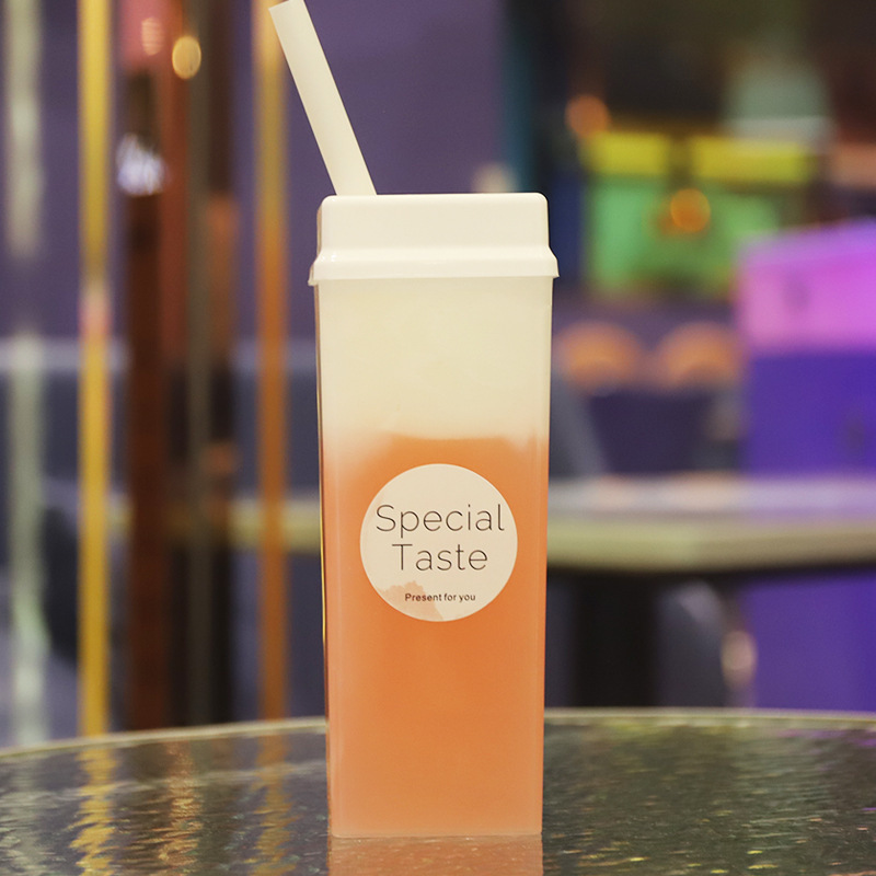 Empty Square 500ml 16oz Hot Filling Plastic Juice Bottle Coffee PP Drink Cup Bubble Boba MilkTea Beverage Packaging Containers