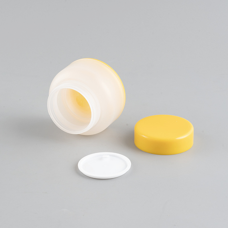 Yellow White Color 30g 50g100g Kids Baby face cream jar Double Wall PP Plastic cosmetic packaging jars with lids Luxury Frosted