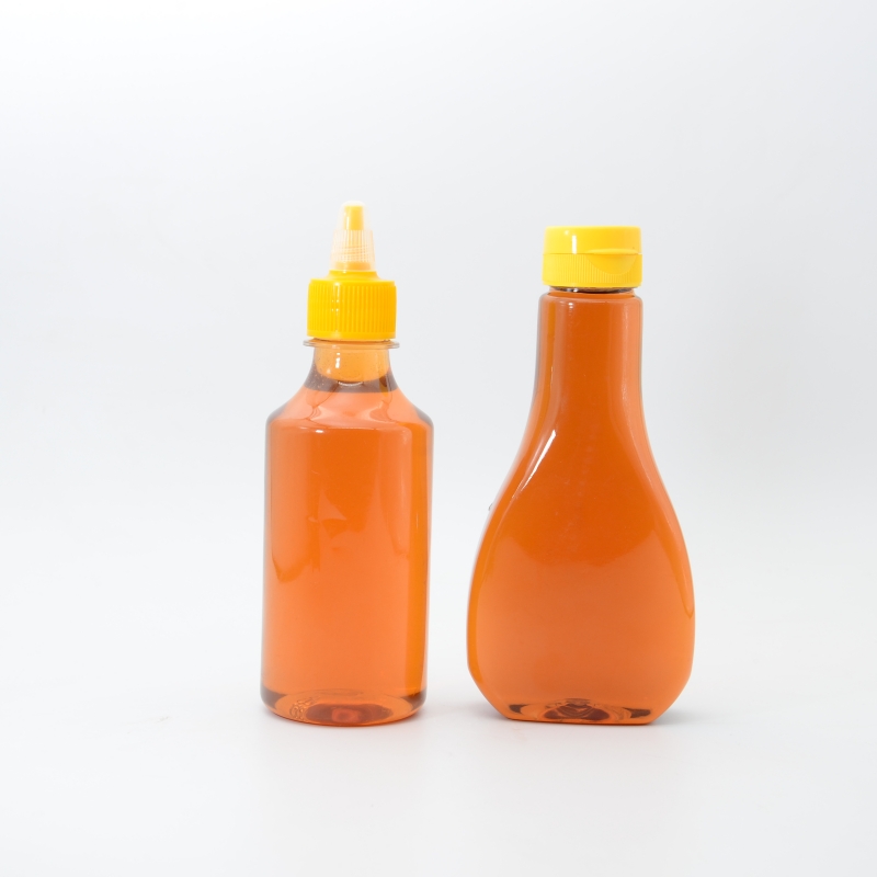 Best Price clear  Plastic Bottle PET Squeeze Bottle with Spout Cap/Flip Cap for Honey Syrup 200ml 300ml 500ml 10oz 16oz