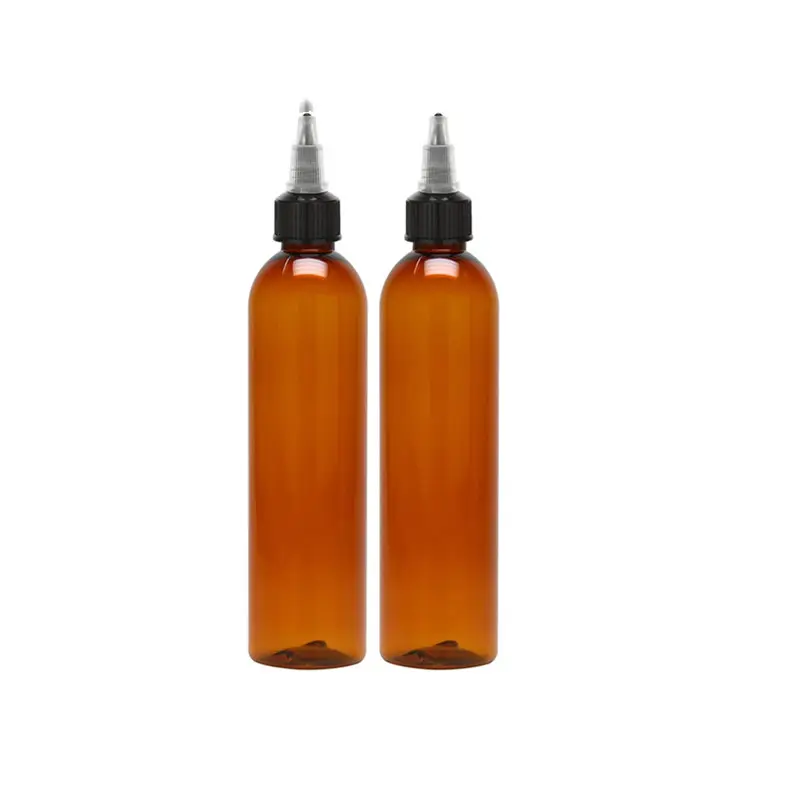 4oz 8oz 16oz Bullet Cosmo Round Bottle Twist Top Applicator Purple Amber for Liquid Hair Oil Conditioner Shampoo Squeeze Plastic