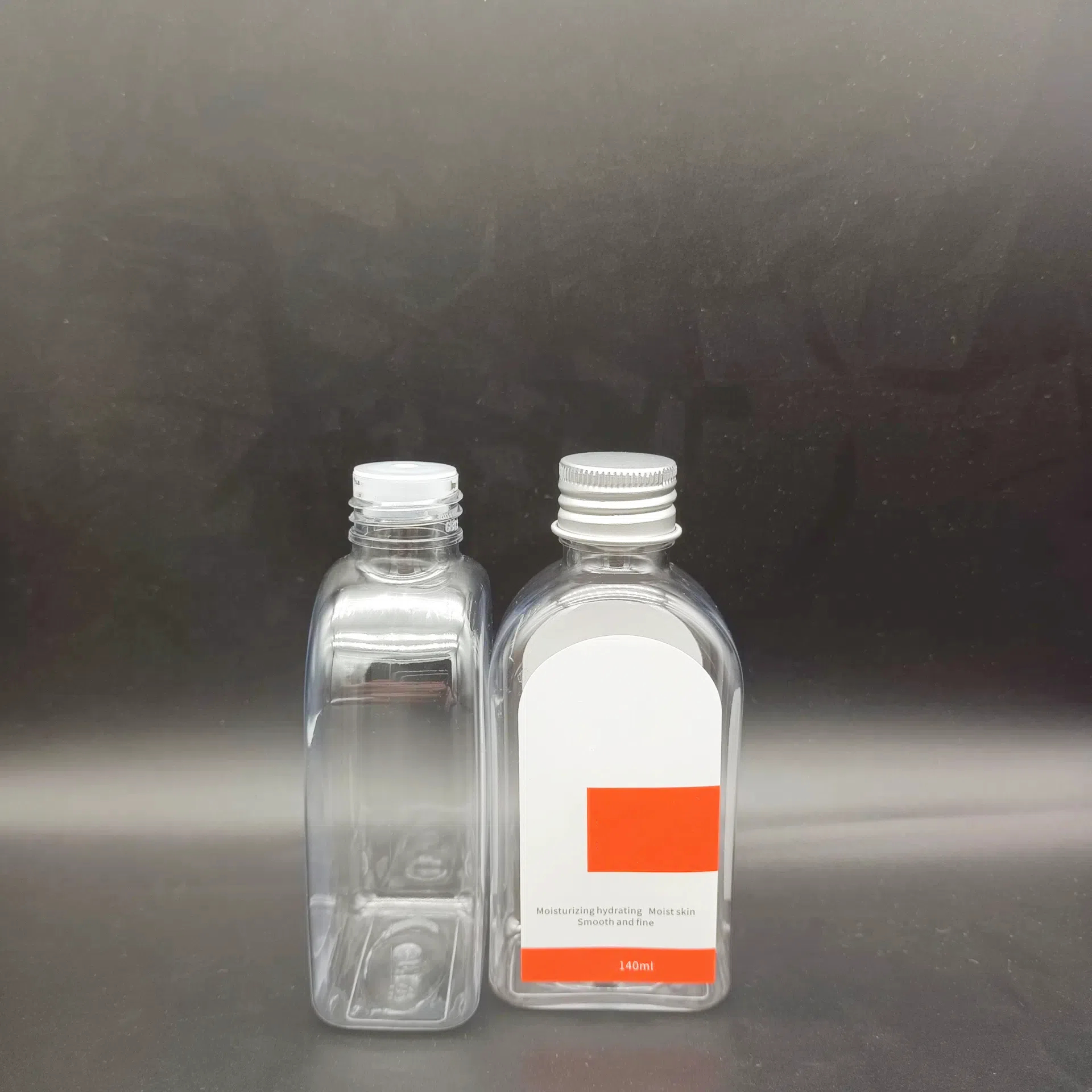 Hot Transparent Square PET Moisturizer Pure Dew Toner Bottle 120ml 140ml 4oz Clear Plastic Lotion Bottle With Screw Aluminum Cap