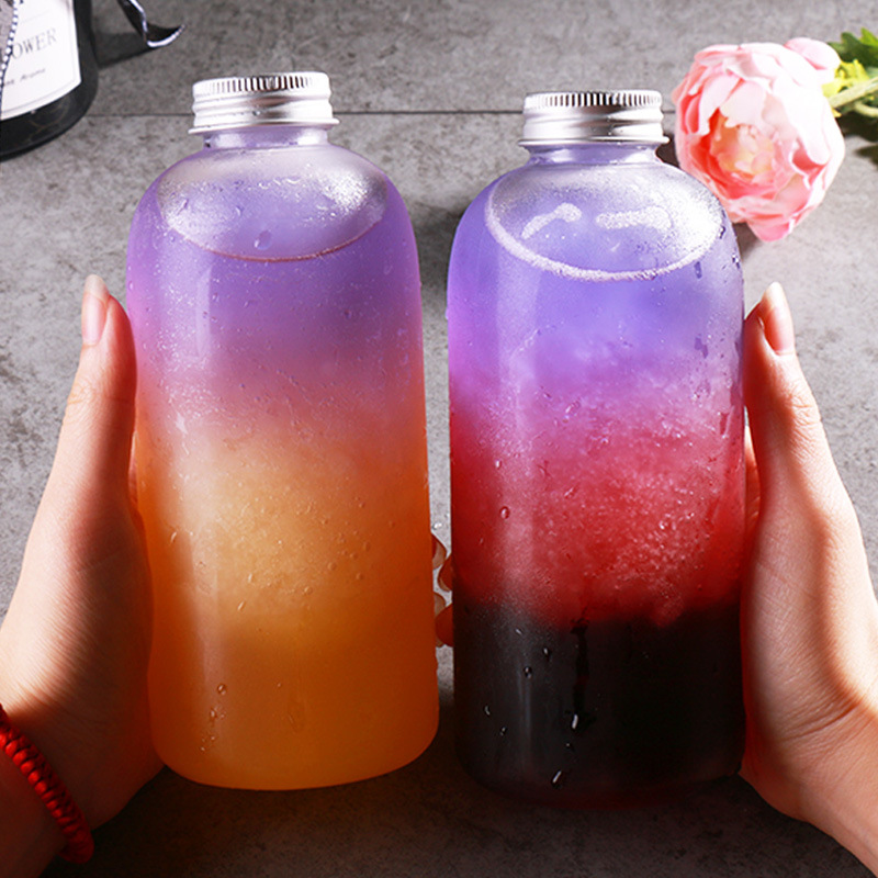 500ml 12oz 16oz creative cold brew ice tea aurora series beverage drink cup containers cylindrical juice plastic bottle