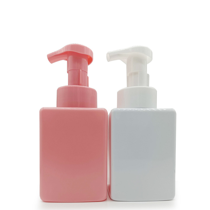 Baby Kids Hand Wash Mousse Foam Pump Bottle Pink Color 250ml 350ml 450ml Square face wash facial foaming cleanser bottle plastic