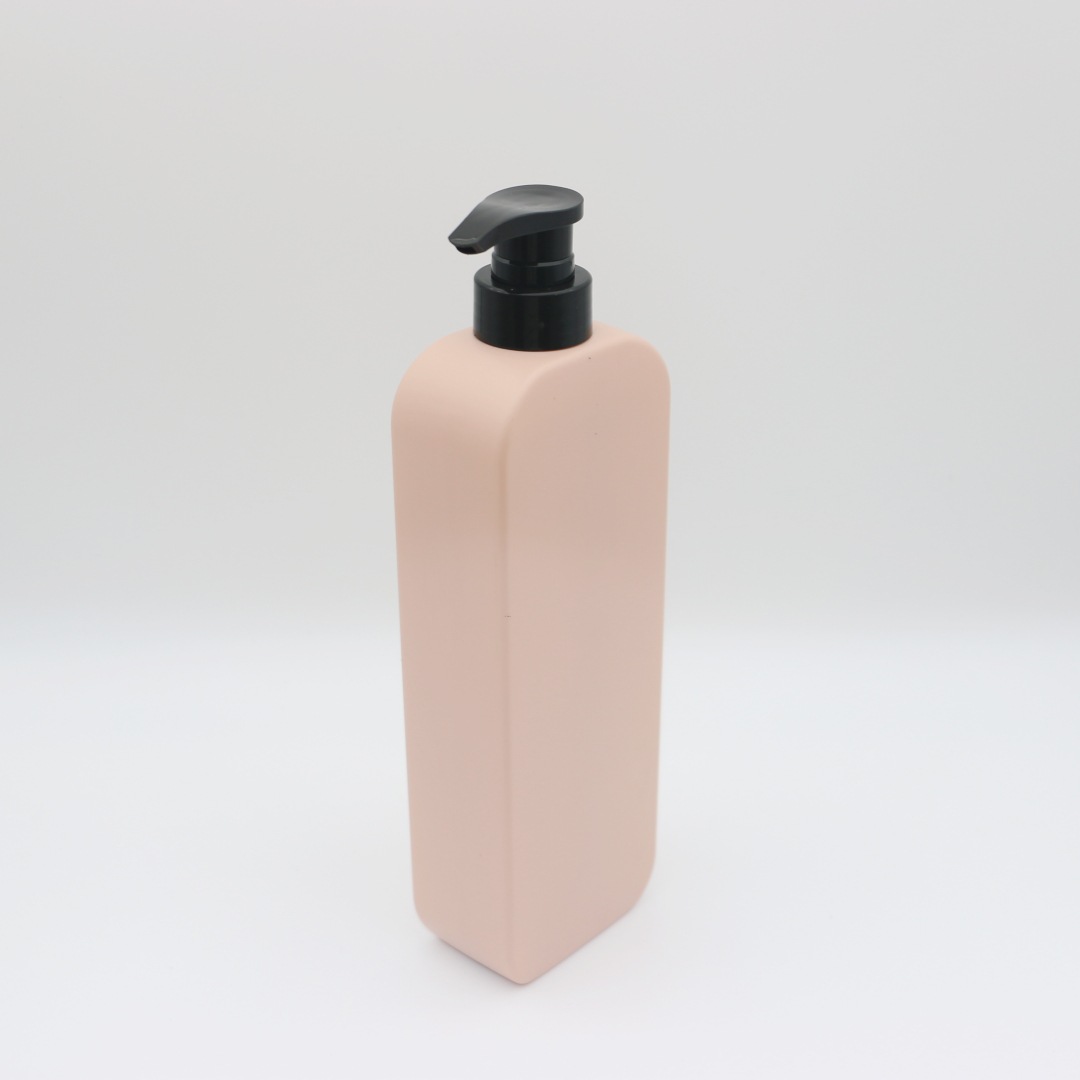 750ml plastic tall thin flat bottle HDPE large volume shampoo body wash conditioner set empty bottle Black lotion pump dispenser