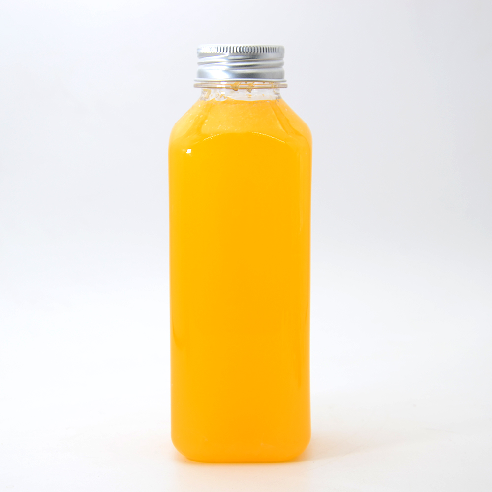 Eco-friendly100ML 250ML 300ML 350ML Custom square clear PET plastic juice bottle with lid wholesaler plastic juice bottles