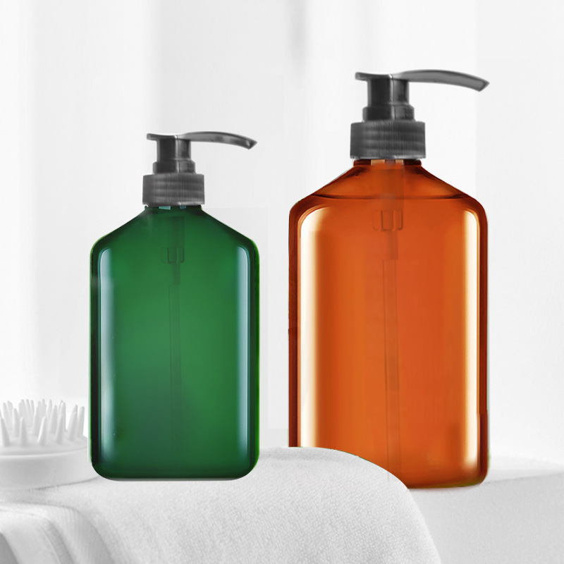 350ml 500ml Green cosmetic body lotion bottles shampoo bottle shower gel bottle with pump lid
