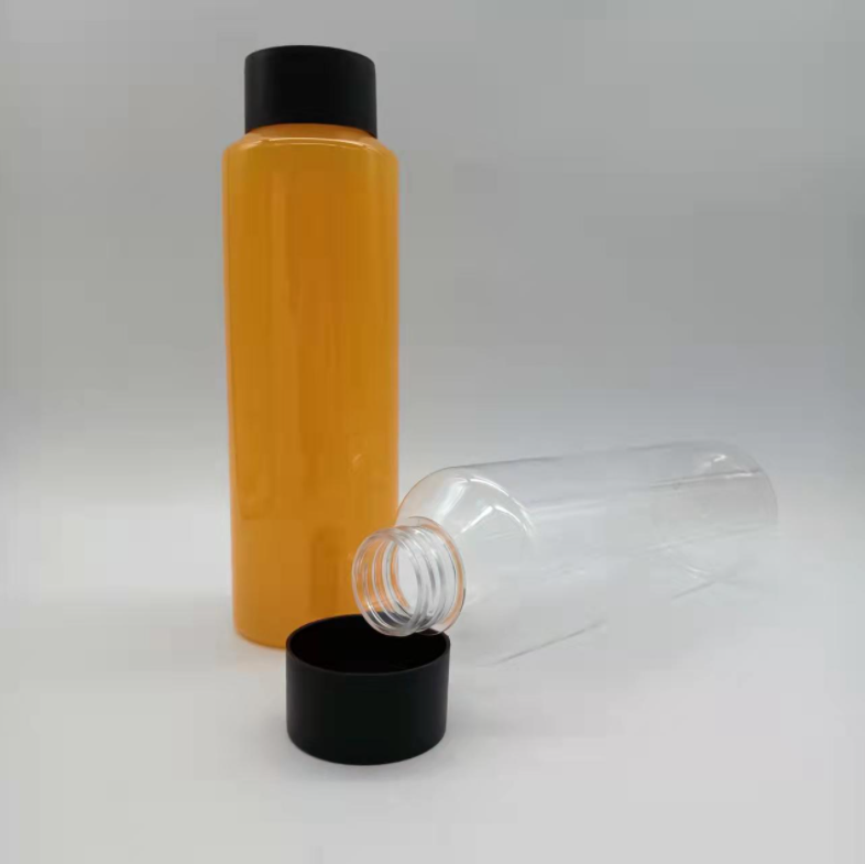 1 Litre 1.5  Litre Juice Plastic Bottle with Black Tamper Proof Cap, Transparent Cylinder Round, LOGO Customization