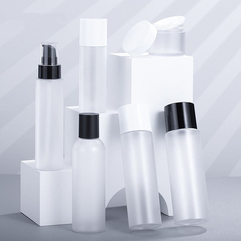Empty Clear Frosted Plastic Lotion Bottle Jar 100ml 120ml 150ml 200ml 250ml Matte Body Lotion Plastic Bottle with Dispenser Pump